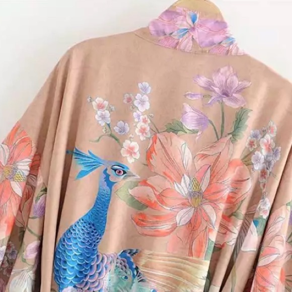 SOLD OUT Gypsy Boho Floral Peacock Kimono Duster Robe - Picture 12 of 12